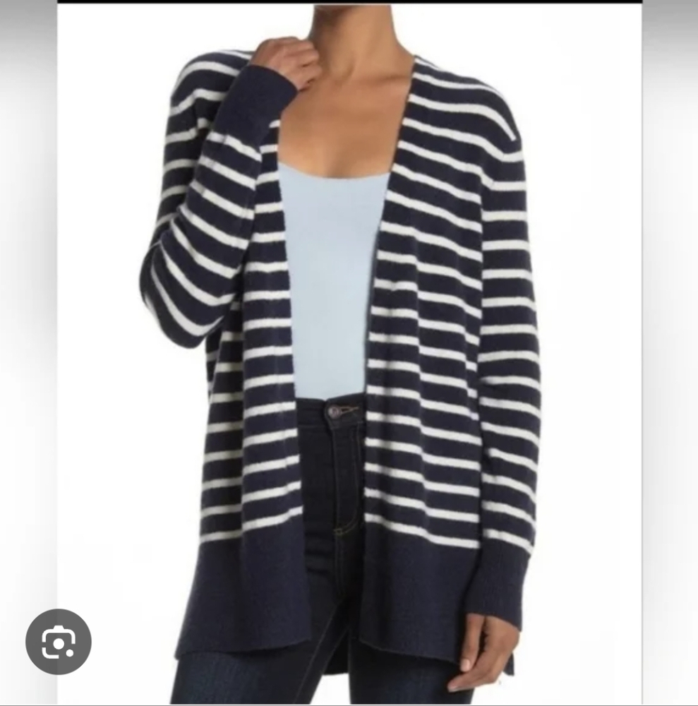 Madewell Merino Wool Alpaca Open Front Striped Cardigan Sweater